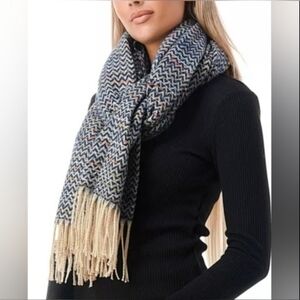 Marcus Adler -  The Bailey Scarf: Stylish Blue and Cream Scarf